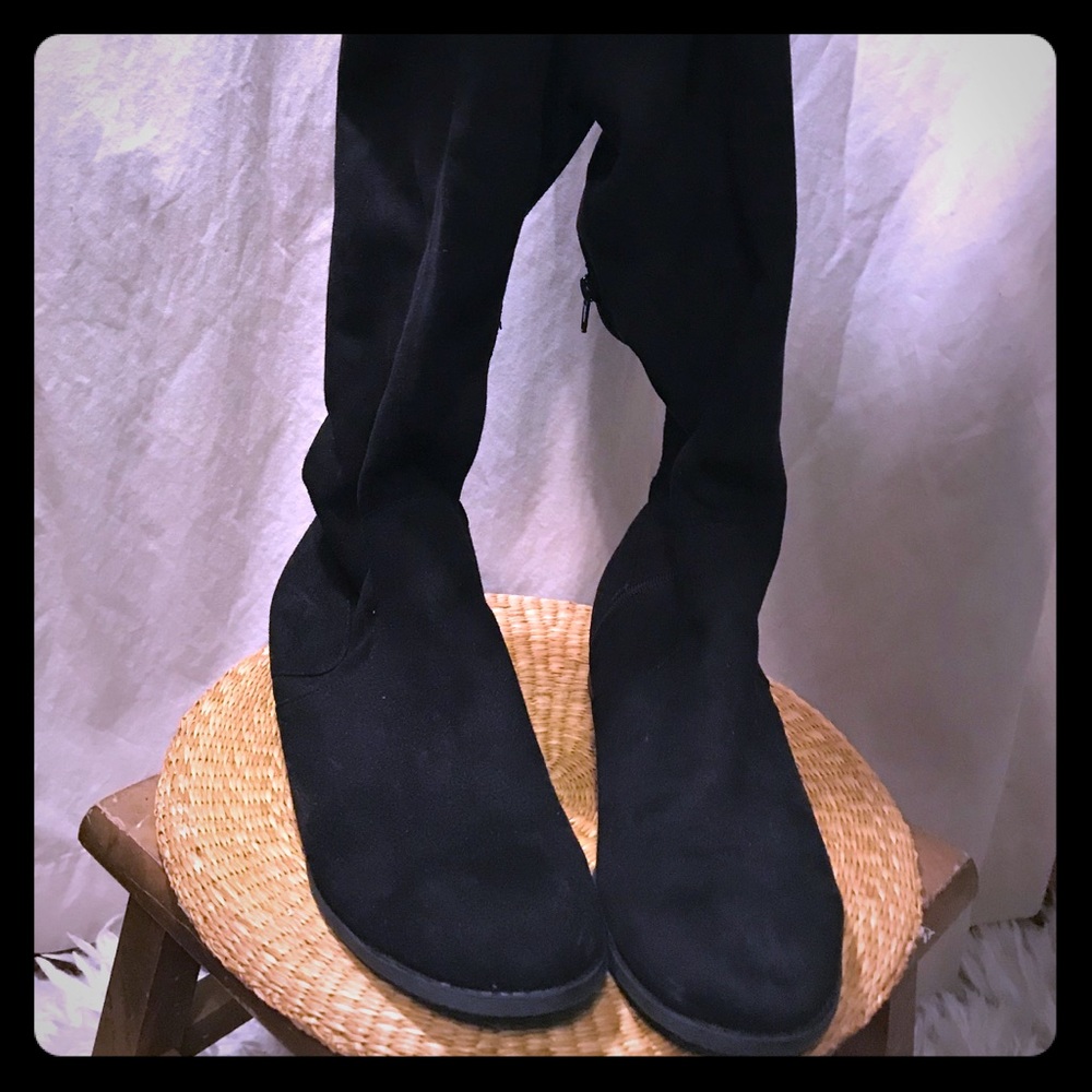 Black thigh high boots. Size 12
